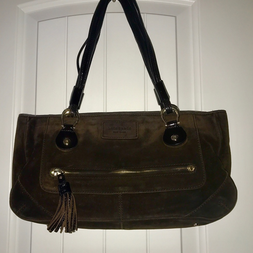 RARE Vintage Kate Spade Suede Purse Leather Strap